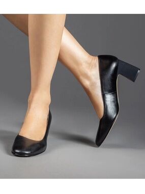 Antonia Saint NY Mid High Heel Pump 8.5 M All Day And Night  Nappa Leather Black